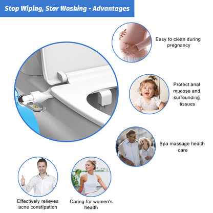Bidet Toilet Seat New Lightweight Ultra Thin Non Electric Double Nozzle Adjustable Water Pressure E 4