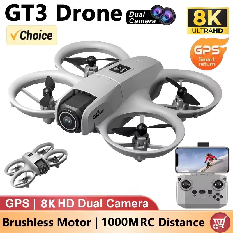 GT3 Foldable GPS Drone with 8K Dual HD Cameras & Obstacle Avoidance