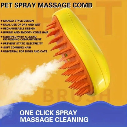 3 in 1 Electric Pet Grooming Brush with Steam Spray and Massage Function for Dogs and Cats