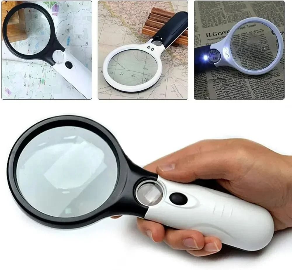 Handheld 45X Magnifying Glass with LED Light for Reading and Jewelry Inspection