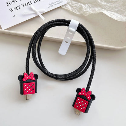 Cartoon Cable Protector for iPhone, Charger Cover & Data Line Winder, Stitch Style Charger Protection Guard
