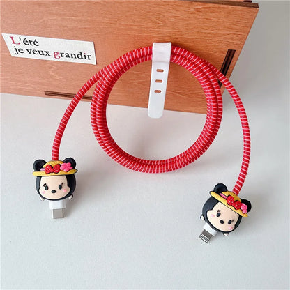 Cartoon Cable Protector for iPhone, Charger Cover & Data Line Winder, Stitch Style Charger Protection Guard