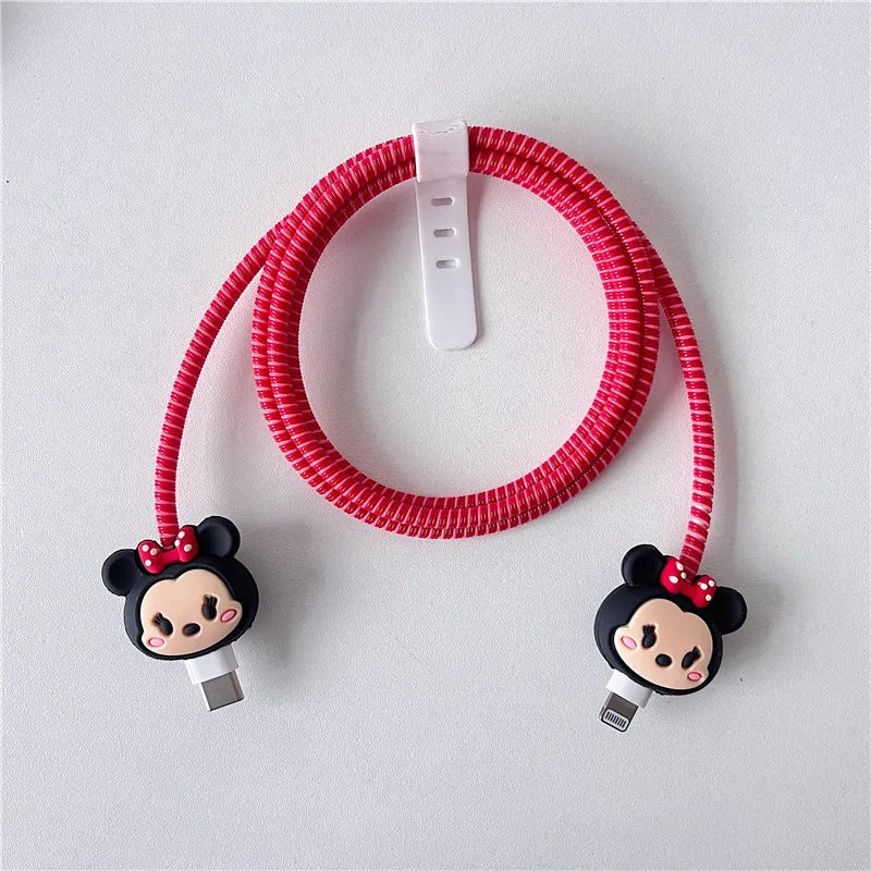 Cartoon Cable Protector for iPhone, Charger Cover & Data Line Winder, Stitch Style Charger Protection Guard