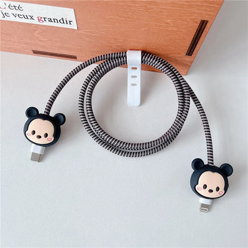 Cartoon Cable Protector for iPhone, Charger Cover & Data Line Winder, Stitch Style Charger Protection Guard