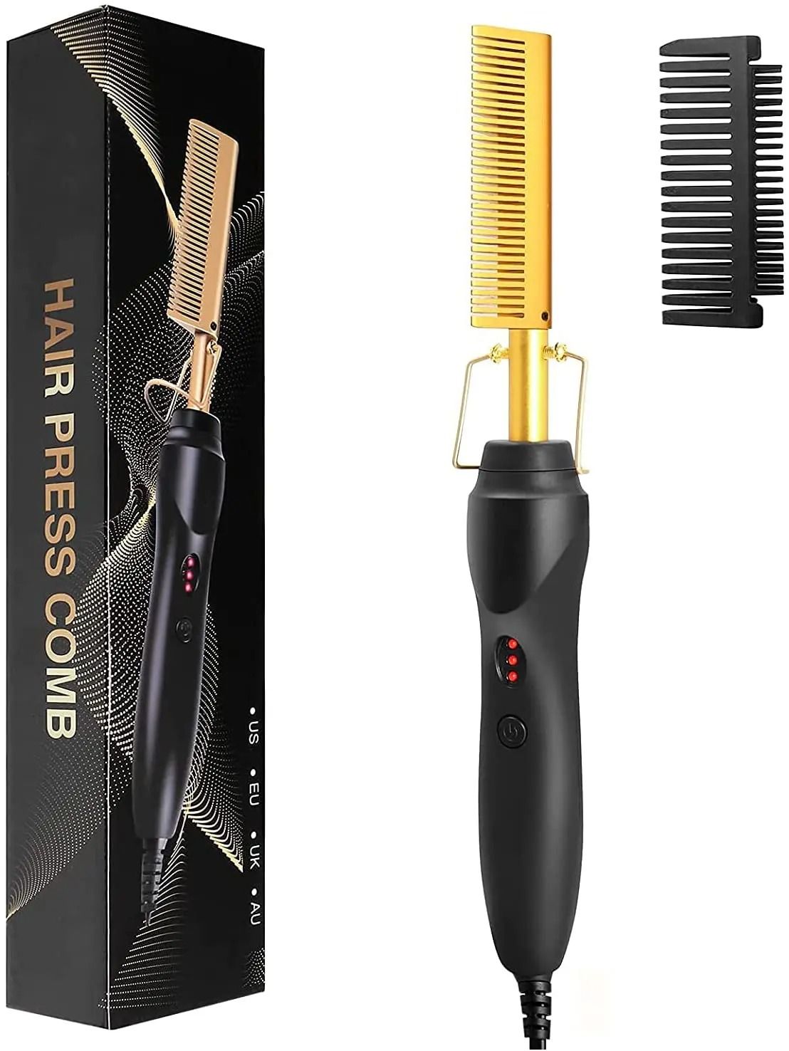 2 in 1 Electric Hot Comb and Beard Hair Straightener with Fast Heating and Anti Scald Design