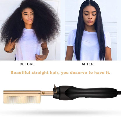 2 In 1 Electric Hot Comb And Beard Hair Straightener With Fast Heating And Anti Scald Design 1