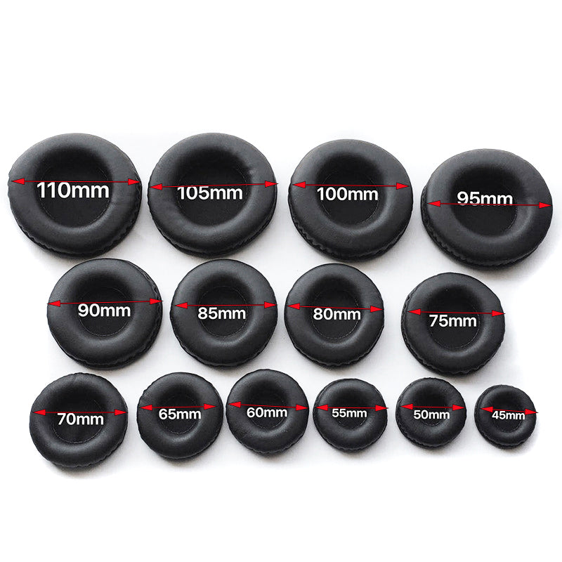 Universal 40mm–110mm Ear Pads For Headphones Covers, Soft Sponge Leather Foam Cushion Replacement Set