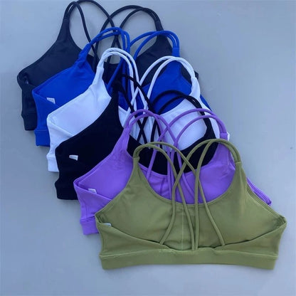 Solid Color High Strength Sports Bra with Chest Pad for Yoga and Gym Training