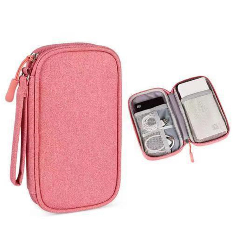 Portable Waterproof Travel Cable Organizer Bag, Double Layer USB Charger Case for Cord, Data Cable & Tech Accessories