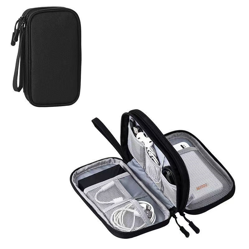 Portable Waterproof Travel Cable Organizer Bag, Double Layer USB Charger Case for Cord, Data Cable & Tech Accessories