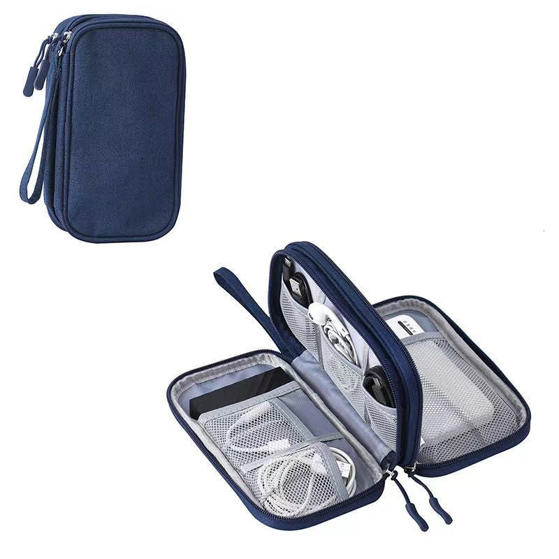 Portable Waterproof Travel Cable Organizer Bag, Double Layer USB Charger Case for Cord, Data Cable & Tech Accessories