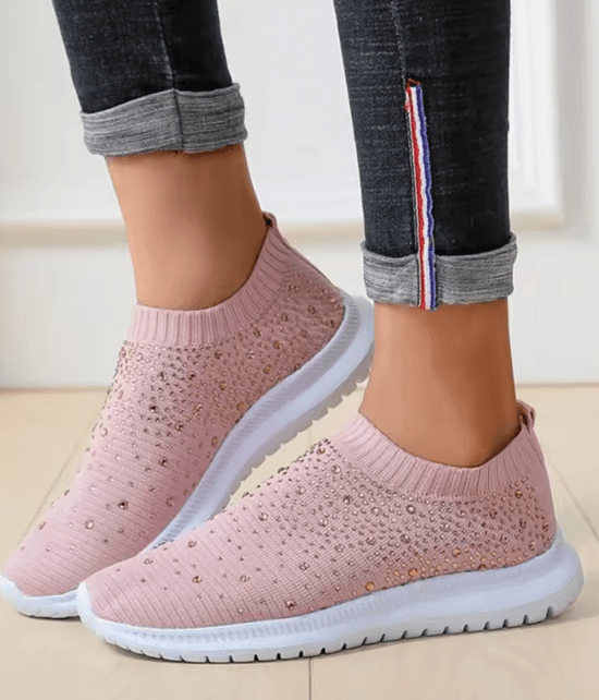 Womens Crystal Mesh Slip On Walking Sneakers For Outdoor And Everyday Comfort 5