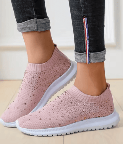 Womens Crystal Mesh Slip On Walking Sneakers For Outdoor And Everyday Comfort 5