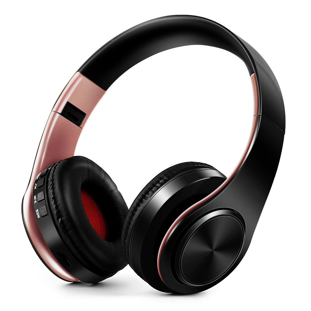 Gold Wireless Bluetooth Headphones for Men Gift, Stereo Headset with Built-in MIC & 3.5mm AUX Jack for iPhone Samsung