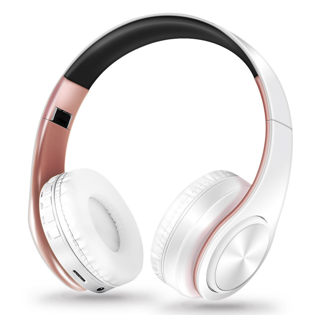 Gold Wireless Bluetooth Headphones for Men Gift, Stereo Headset with Built-in MIC & 3.5mm AUX Jack for iPhone Samsung