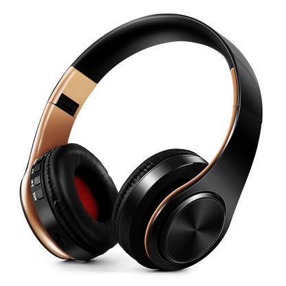 Gold Wireless Bluetooth Headphones for Men Gift, Stereo Headset with Built-in MIC & 3.5mm AUX Jack for iPhone Samsung