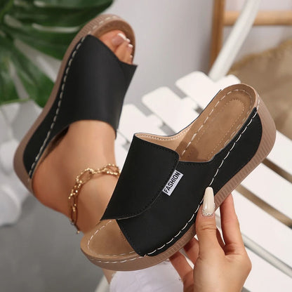 Womens Summer Wedge Slippers With Buckle And Open Toe Design 2