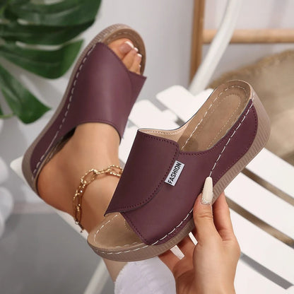 Womens Summer Wedge Slippers With Buckle And Open Toe Design 5