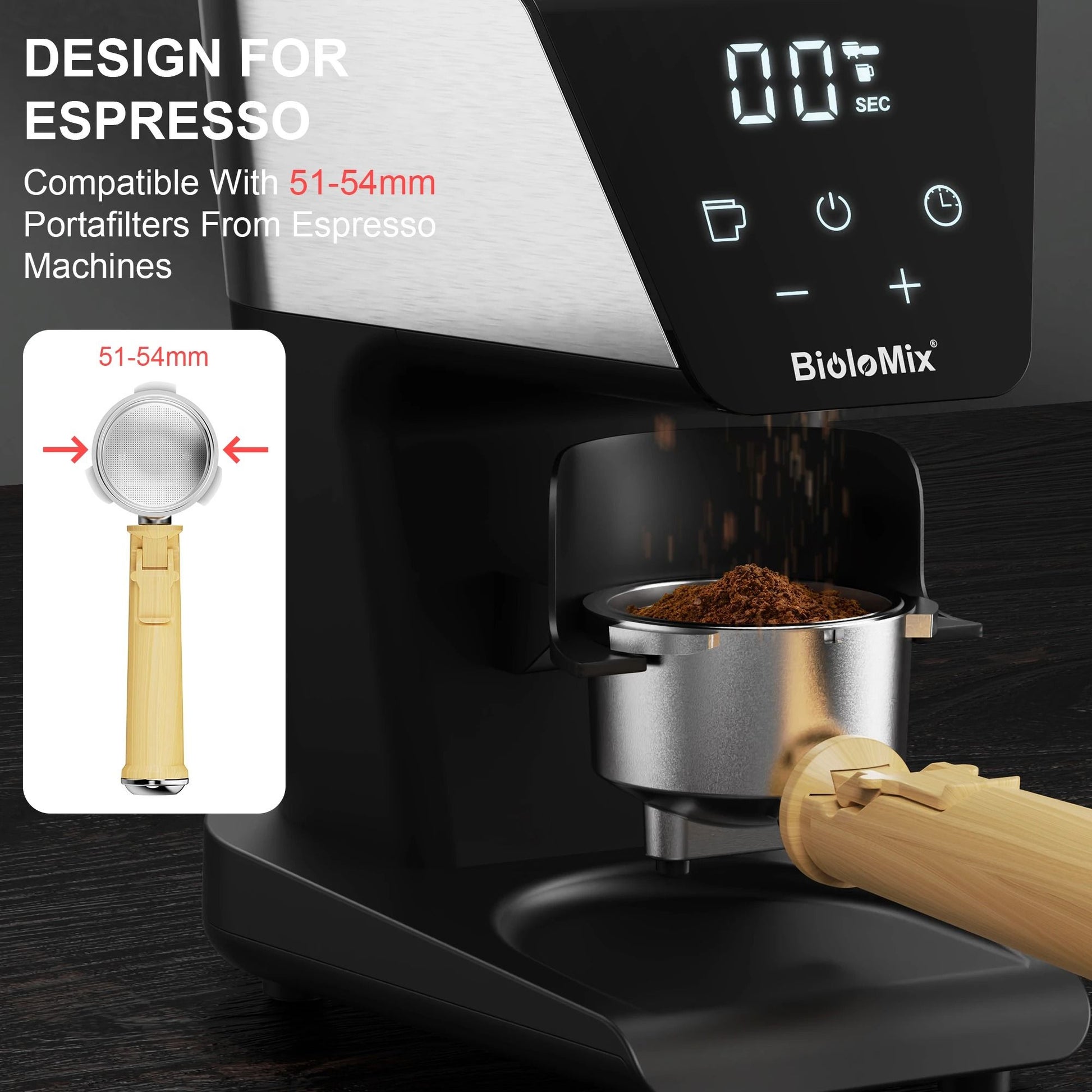 BioloMix Automatic Burr Coffee Grinder With 30 Grind Settings And Visual Bean Hopper For Espresso A 4
