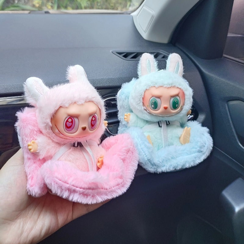 Labubu Doll Car Seat, Adorable Safety Seat with Air Vent, Aromatherapy Function & Stylish Car Decor
