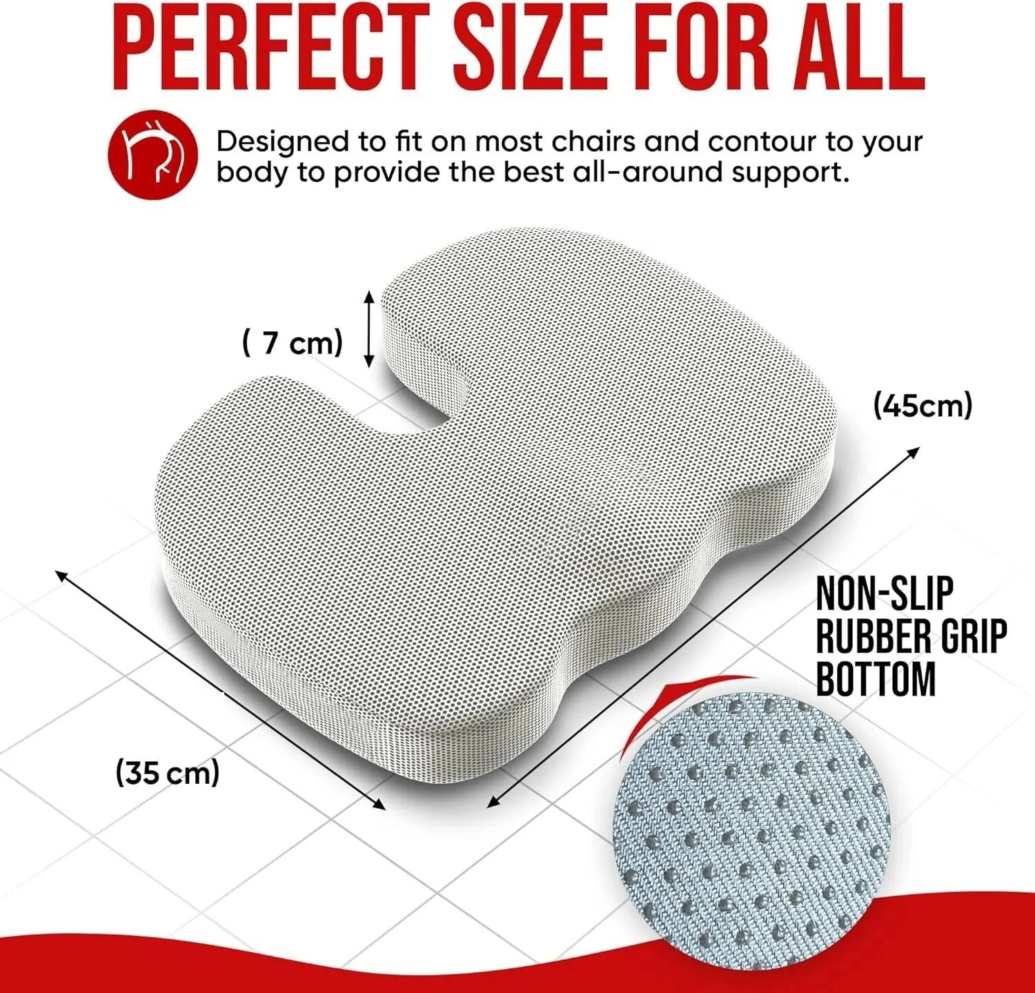 Ergonomic Memory Foam Seat Cushion For Office Chairs And Hemorrhoid Relief Support 3