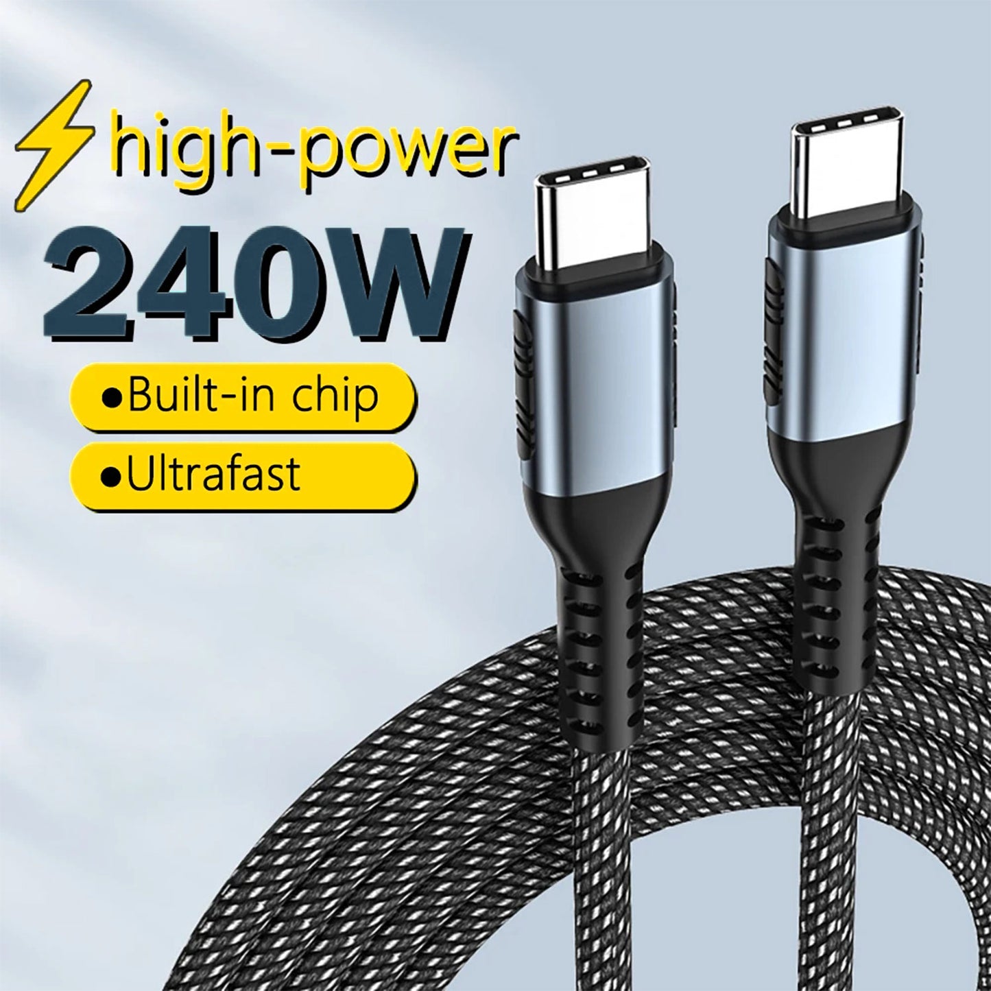 USB C Super Fast Charge & Data Cable, 4K Cable for MacBook Air, iPad, iPhone 15 Pro Max, Xiaomi, Dell, HP