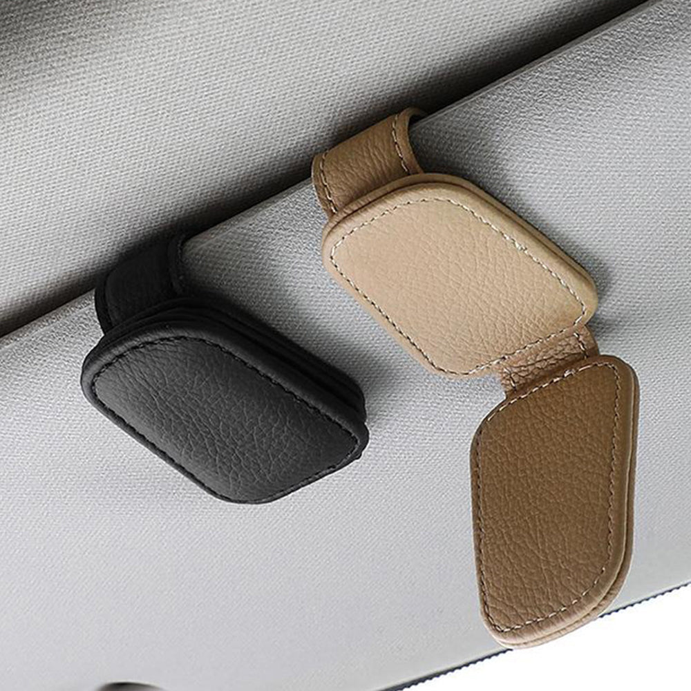 Universal Car Sunglasses Holder – Clip-On Sun Visor Eyeglasses Stand with Card & Ticket Holder – Sturdy Car Accessories