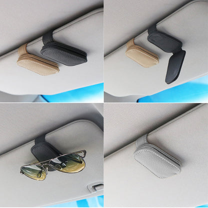 Universal Car Sunglasses Holder – Clip-On Sun Visor Eyeglasses Stand with Card & Ticket Holder – Sturdy Car Accessories