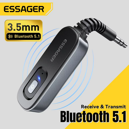 Audio Receiver Transmitter AUX Adapter with Mic, Wireless Stereo Music Audio Adapter for PC, TV & Car Speakers