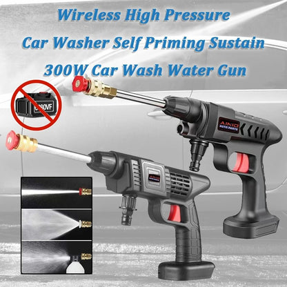 60BAR Wireless High Pressure Car Wash Gun with Self Priming and 300W Motor for Auto and Home Cleaning