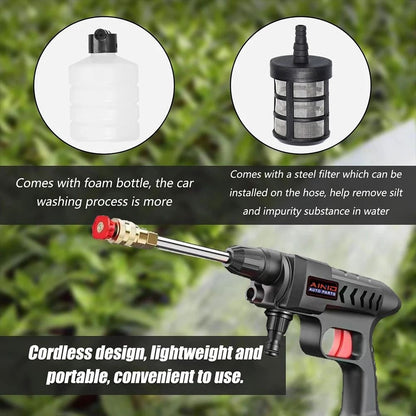 60BAR Wireless High Pressure Car Wash Gun With Self Priming And 300W Motor For Auto And Home Cleani 2