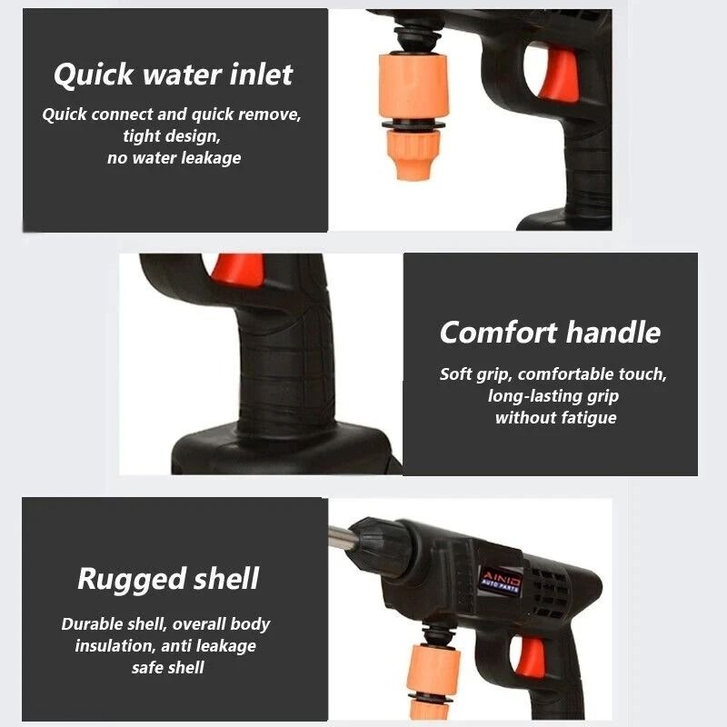 60BAR Wireless High Pressure Car Wash Gun With Self Priming And 300W Motor For Auto And Home Cleani 3