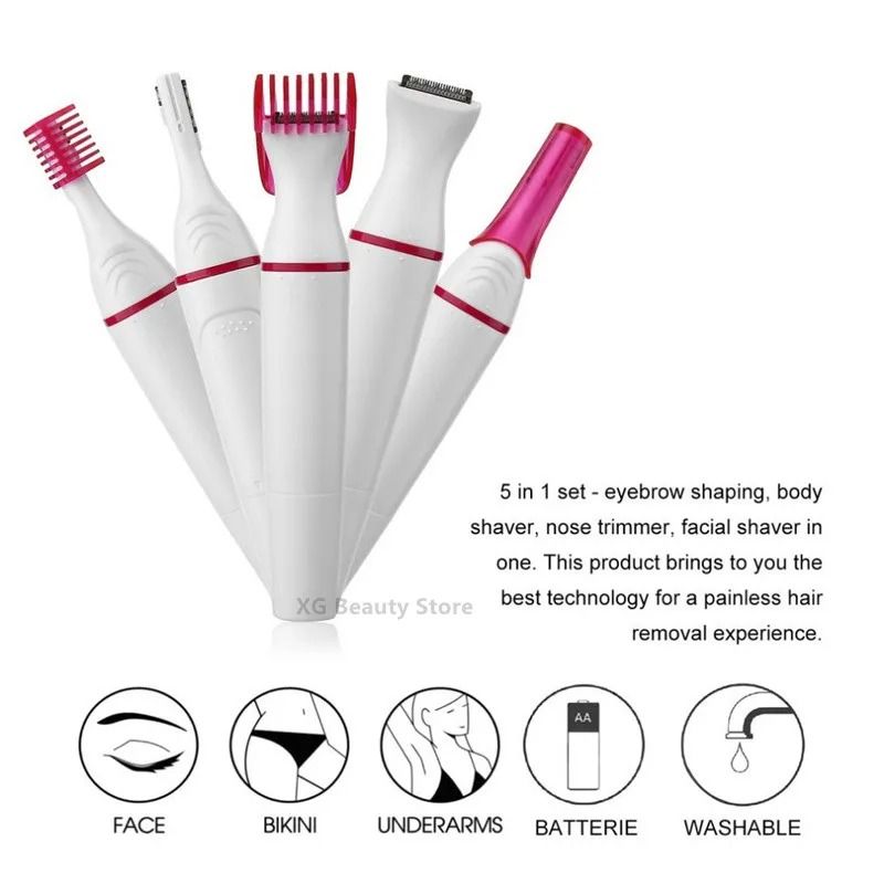 5 In 1 Electric Hair Remover And Epilator For Women With Shaver And Trimmer Heads For Bikini Undera 1