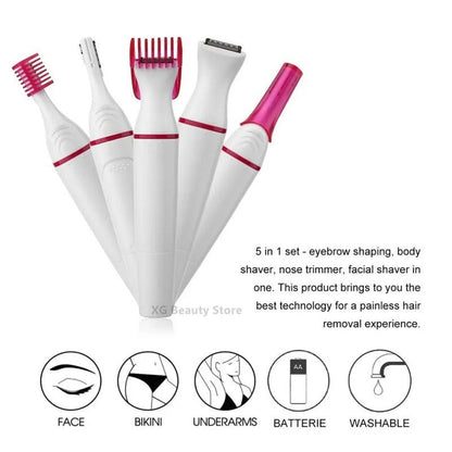 5 In 1 Electric Hair Remover And Epilator For Women With Shaver And Trimmer Heads For Bikini Undera 1