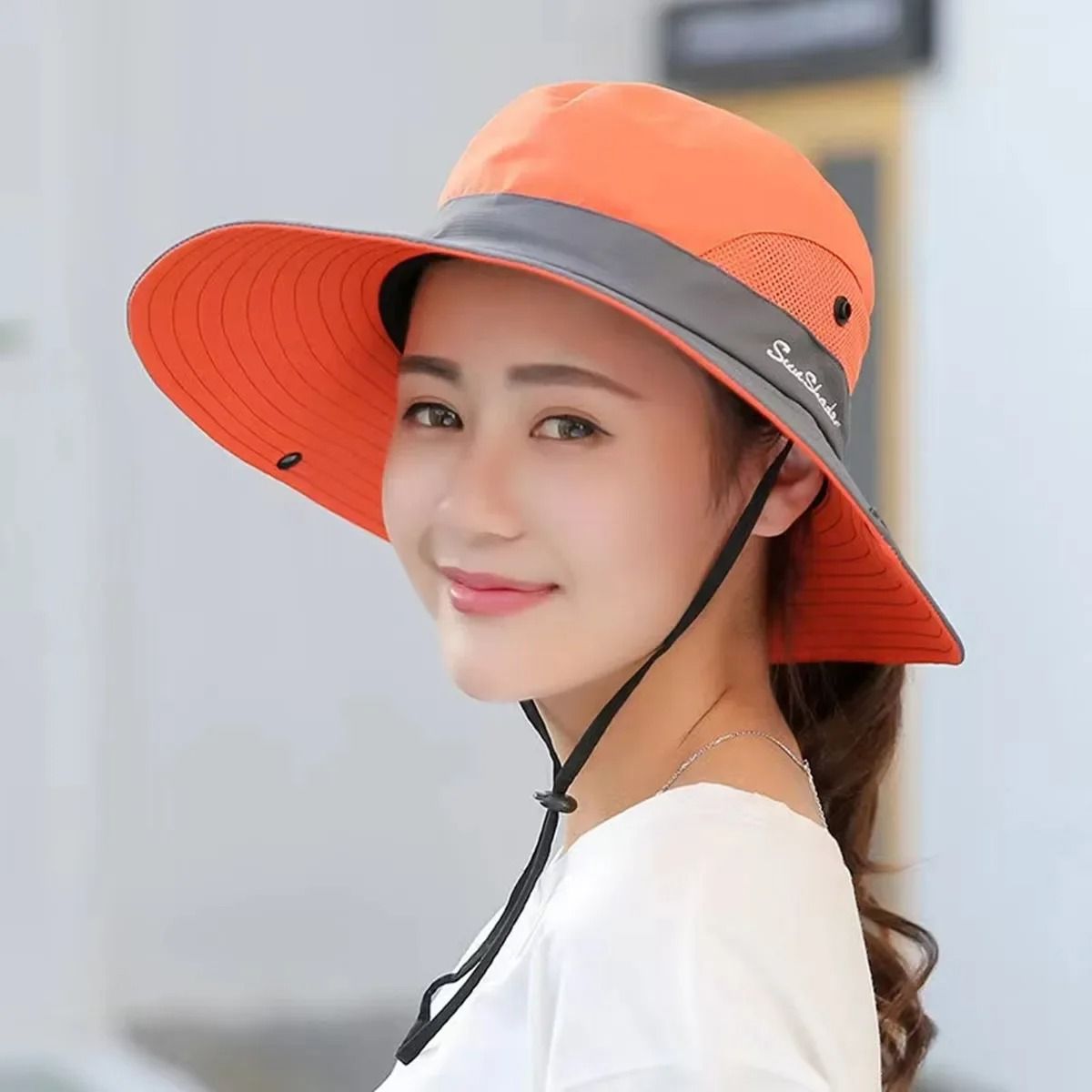 Unisex Quick Drying Bucket Hat With Large Brim And Ponytail Slot For Outdoor Sun Protection 11