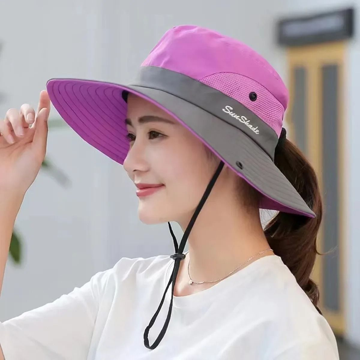 Unisex Quick Drying Bucket Hat With Large Brim And Ponytail Slot For Outdoor Sun Protection 8