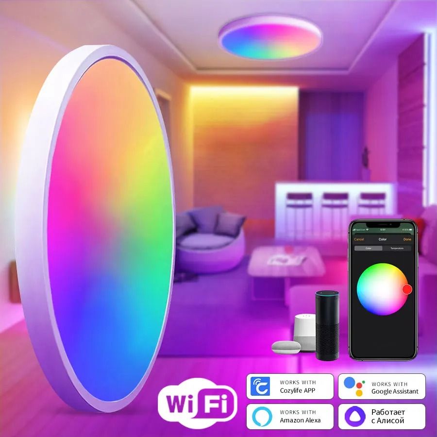 Smart WiFi LED Ceiling Light with App and Voice Control