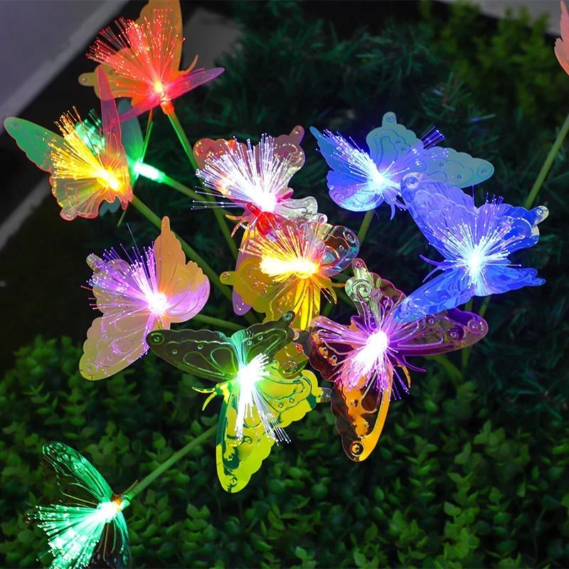 Solar LED Fiber Optic Butterfly Garden Light With 6 Heads Outdoor Lawn And Yard Decoration Light 5