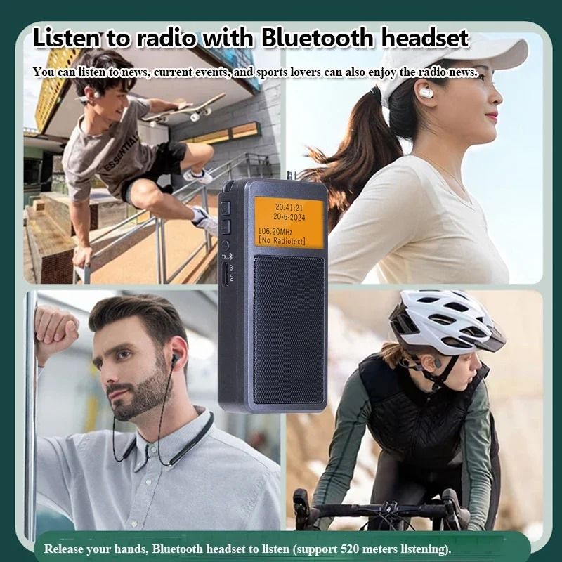 Mini Bluetooth Pocket Radio With Alarm Clock And Backlit Display For FM Stereo And Portable Wireles 3