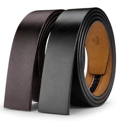 Black and Brown Genuine Leather Belt Strap Without Buckle – Plus Size Waist Belts in 130 to 150 cm Lengths