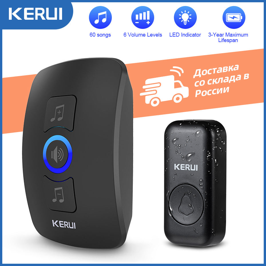 Smart Home Outdoor Wireless Doorbell Waterproof Chime Kit, LED Flash Security Alarm & House Welcome Melodies
