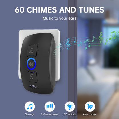 Smart Home Outdoor Wireless Doorbell Waterproof Chime Kit LED Flash Security Alarm  House Welcome M 1
