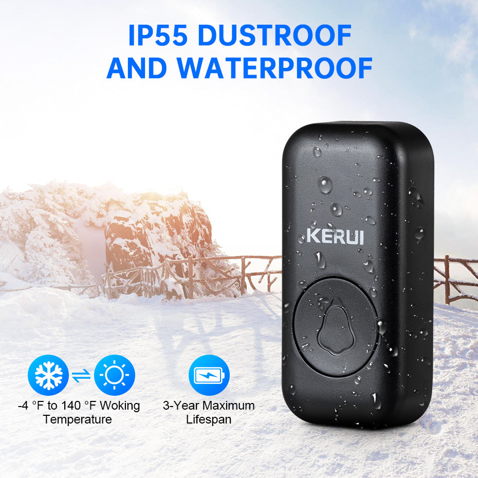 Smart Home Outdoor Wireless Doorbell Waterproof Chime Kit LED Flash Security Alarm  House Welcome M 2