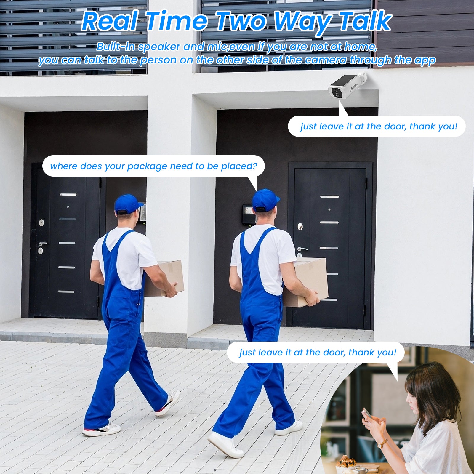 2K Outdoor Solar Security Camera, Wireless WiFi, Built In Battery, Human Detection, Flash Alarm & Night Vision