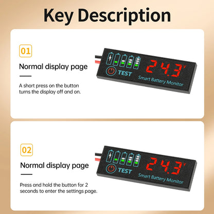 Battery Voltage Meter with LCD Display – 3S-12S Module Capacity Tester for 18650/Li-ion/LiPo