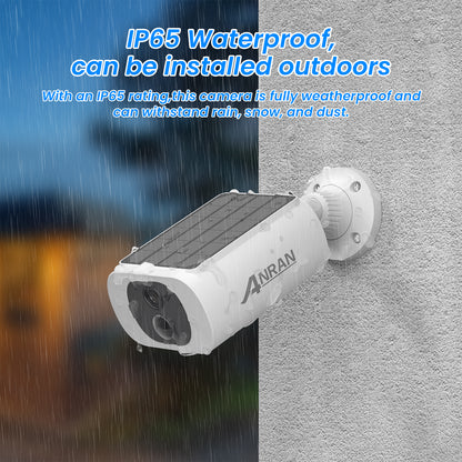 2K Outdoor Solar Security Camera, Wireless WiFi, Built In Battery, Human Detection, Flash Alarm & Night Vision
