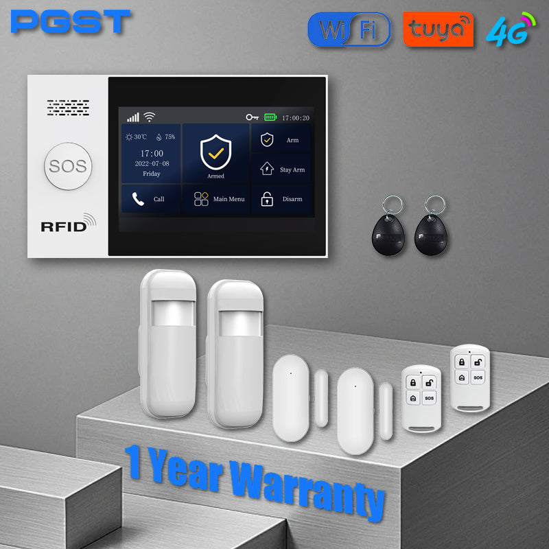 Tuya Smart Life 4G Home Alarm Security System Kit, WiFi, Alexa-Ready, with Door & Motion Sensor Protection