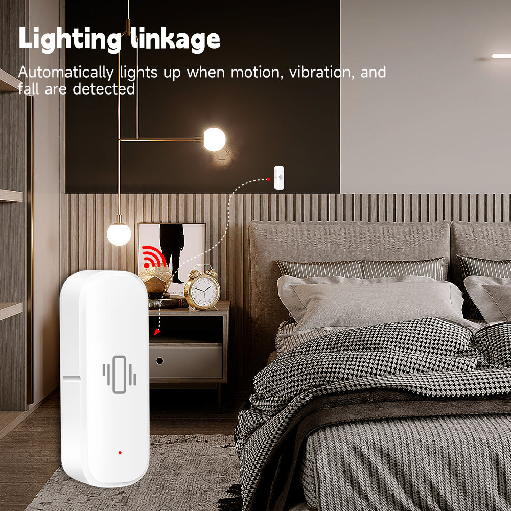 WiFi Tuya Smart Life Vibration Sensor, Motion Shock Alarm with App Control Security Monitor for Home and Door Window