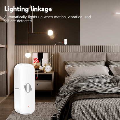 WiFi Tuya Smart Life Vibration Sensor, Motion Shock Alarm with App Control Security Monitor for Home and Door Window