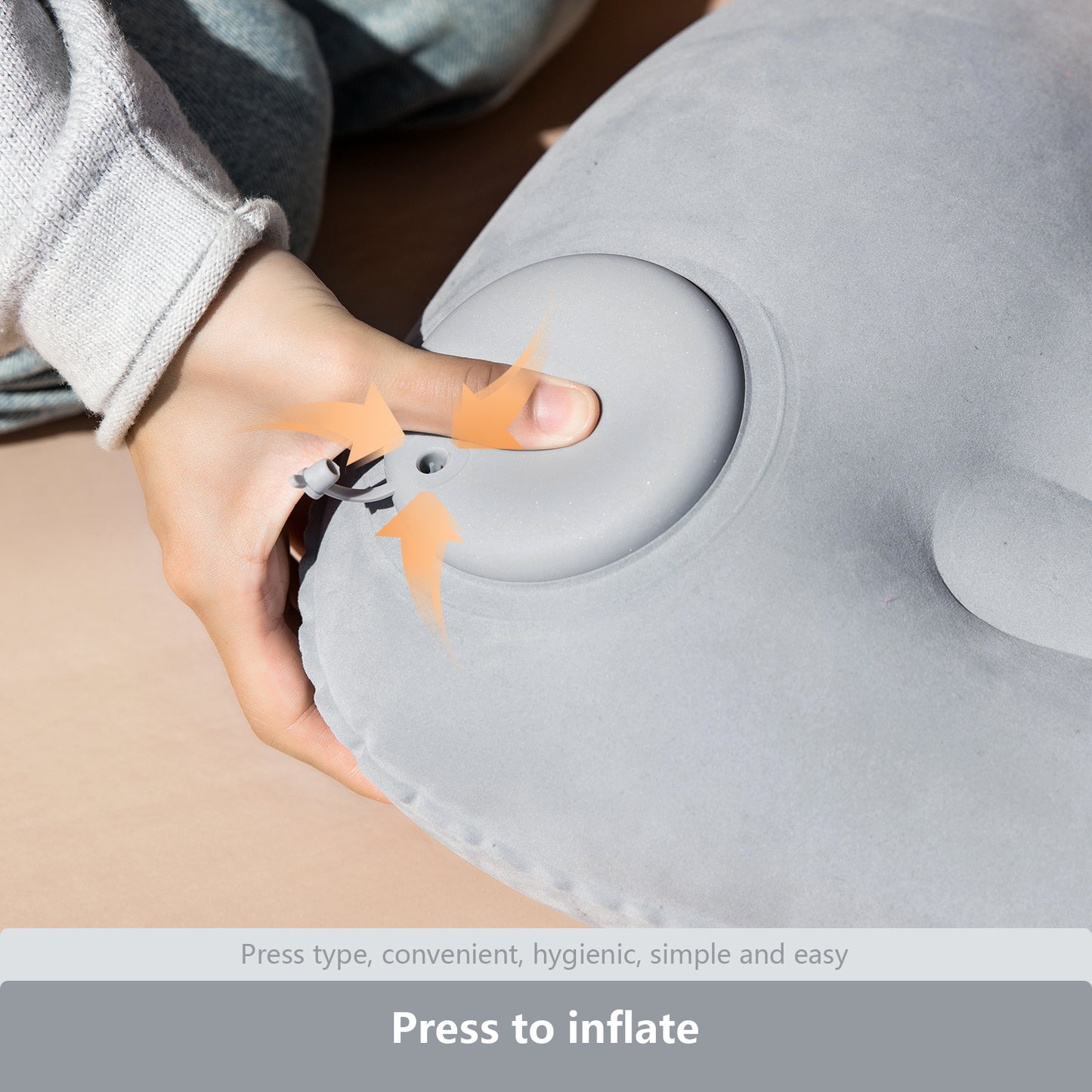 Camping Inflatable Pillow, Portable Ultralight Travel & Hiking Air Pillow with Built in Pump for Neck & Lumbar Support